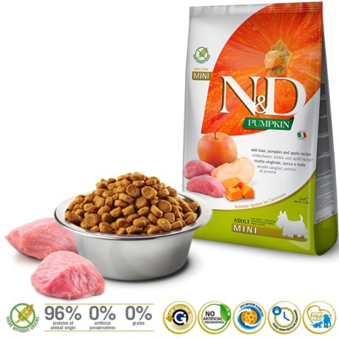 FARMINA N&D GF Pumpkin, Boar&Apple Adult Mini - sucha karma dla psa - 800 g Farmina FARMINA N&D GF Pumpkin, Boar&Apple Adult Mini - sucha karma dla psa - 800 g Farmina