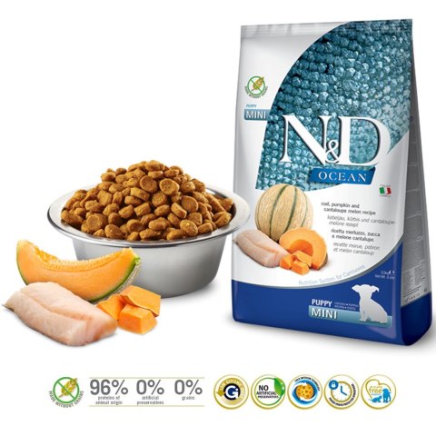 FARMINA N&D Ocean Dog Cod, Pumpkin & Cantaloupe Melon Puppy Mini - sucha karma dla psa - 800g Farmina FARMINA N&D Ocean Dog Cod, Pumpkin & Cantaloupe Melon Puppy Mini - sucha karma dla psa - 800g Farmina