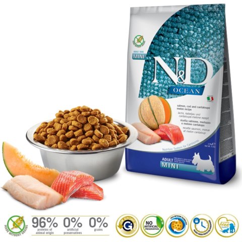 FARMINA N&D Ocean Dog Salmon, Cod&Cantaloupe - sucha karma dla psa - 2,5 kg Farmina FARMINA N&D Ocean Dog Salmon, Cod&Cantaloupe - sucha karma dla psa - 2,5 kg Farmina