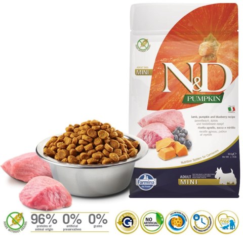 FARMINA N&D Pumpkin Dog Lamb & Blueberry Adult Mini - sucha karma dla psa - 800 g Farmina FARMINA N&D Pumpkin Dog Lamb & Blueberry Adult Mini - sucha karma dla psa - 800 g Farmina