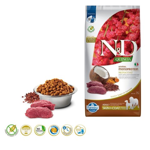 FARMINA N&D Quinoa Dog Skin&Coat Venison&Coconut Adult Medium&Maxi - sucha karma dla psa - 7 kg Farmina FARMINA N&D Quinoa Dog Skin&Coat Venison&Coconut Adult Medium&Maxi - sucha karma dla psa - 7 kg Farmina
