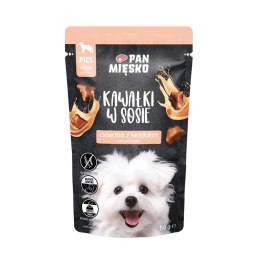 PAN MIĘSKO Kawałki w sosie Cielęcina z królikiem (dorosły) - Karma mokra dla psa - 150g PAN MIĘSKO