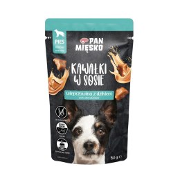 PAN MIĘSKO Kawałki w sosie Wieprzowina z dzikiem (dorosły) - Karma mokra dla psa - 150g PAN MIĘSKO