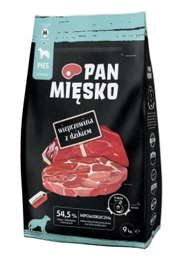 PAN MIĘSKO Wieprzowina z dzikiem (dorosły) chrupki M - Karma sucha dla psa - 9kg PAN MIĘSKO