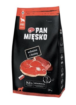 PAN MIĘSKO Wołowina z koziną (dorosły) chrupki M - Karma sucha dla psa - 20kg PAN MIĘSKO