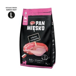 Pan Mięsko Cielęcina z przepiórką (szczeniak) chrupki L Karma sucha dla psa 9kg PAN MIĘSKO