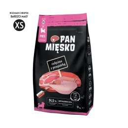 Pan Mięsko Cielęcina z przepiórką (szczeniak) chrupki XS Karma sucha dla psa 9kg PAN MIĘSKO