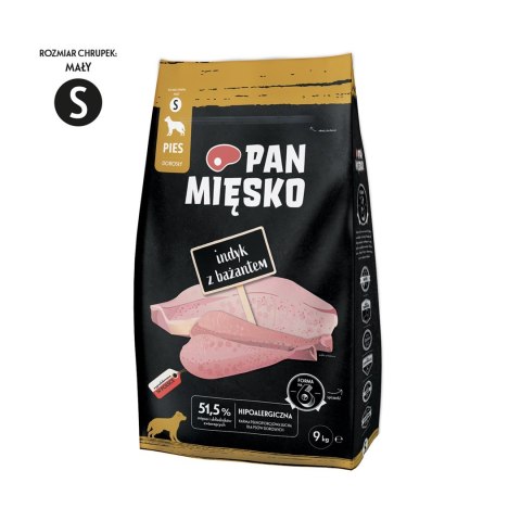 Pan Mięsko Indyk z bażantem (dorosły) chrupki S Karma sucha dla psa 9kg PAN MIĘSKO Pan Mięsko Indyk z bażantem (dorosły) chrupki S Karma sucha dla psa 9kg PAN MIĘSKO