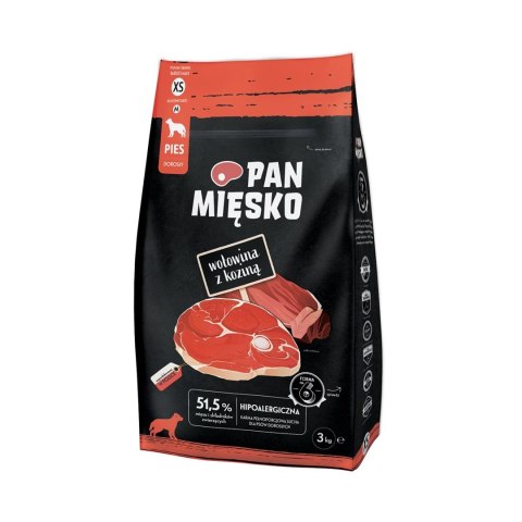 Pan Mięsko Wołowina z koziną dla psów 3kg PAN MIĘSKO