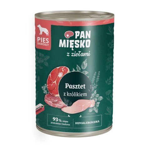 Pan Mięsko z Ziołami Pasztet z królikiem (dorosły) - karma mokra dla psów - 400g PAN MIĘSKO Pan Mięsko z Ziołami Pasztet z królikiem (dorosły) - karma mokra dla psów - 400g PAN MIĘSKO