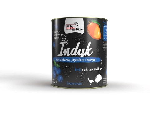 SYTA MICHA Indyk z przepiórką, jagodami i mango 800g SYTA MICHA SYTA MICHA Indyk z przepiórką, jagodami i mango 800g SYTA MICHA