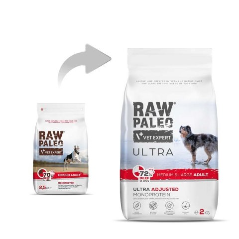 VetExpert Raw Paleo Ultra Wołowina Medium&Large Adult 2kg VetExpert VetExpert Raw Paleo Ultra Wołowina Medium&Large Adult 2kg VetExpert