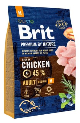 BRIT PREMIUM BY NATURE Adult M - sucha karma z kurczakiem dla psów dorosłych ras średnich - 8 kg Brit