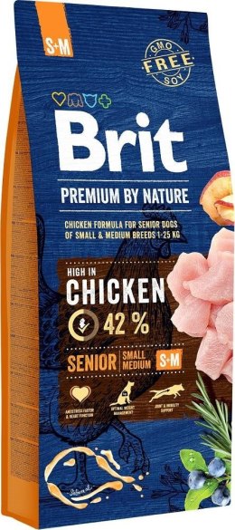 BRIT PREMIUM BY NATURE Senior S+M - sucha karma dla psów starszych ras średnich - 15 kg Brit