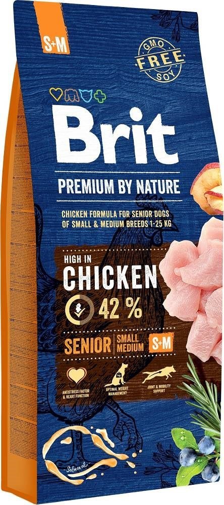 BRIT PREMIUM BY NATURE Senior S+M - sucha karma dla psów starszych ras średnich - 15 kg Brit