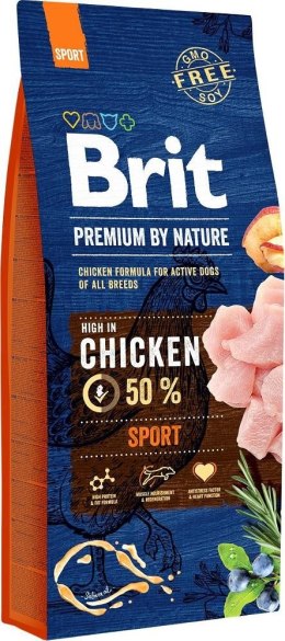 BRIT PREMIUM BY NATURE Sport - sucha karma dla psów dorosłych o zwiększonym zapotrzebowaniu na energię - 15 kg Brit