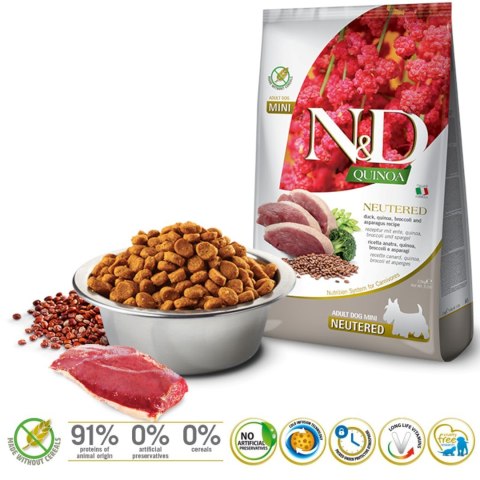 FARMINA N&D Quinoa Dog Duck, Broccoli, Asparagus Neutered Adult Mini - sucha karma dla psa - 2.5 kg Farmina FARMINA N&D Quinoa Dog Duck, Broccoli, Asparagus Neutered Adult Mini - sucha karma dla psa - 2.5 kg Farmina