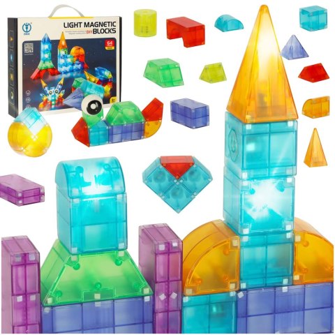 Klocki magnetyczne konstrukcyjne świecące elementy figury 3D 64 el. Kik Sp. z o. o. Sp. k. Klocki magnetyczne konstrukcyjne świecące elementy figury 3D 64 el. Kik Sp. z o. o. Sp. k.