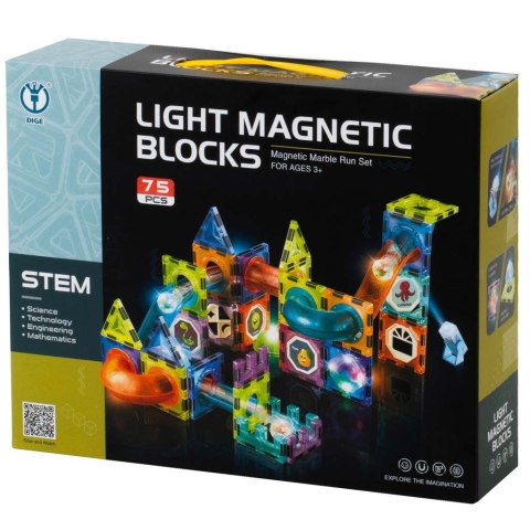 Kik Sp. z o. o. Sp. k. Klocki magnetyczne marble tor kulkowy świecący 75 elementów Kik Sp. z o. o. Sp. k. Klocki magnetyczne marble tor kulkowy świecący 75 elementów