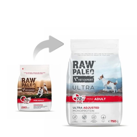 VetExpert Raw Paleo Ultra Wołowina Mini Adult 750g VetExpert VetExpert Raw Paleo Ultra Wołowina Mini Adult 750g VetExpert