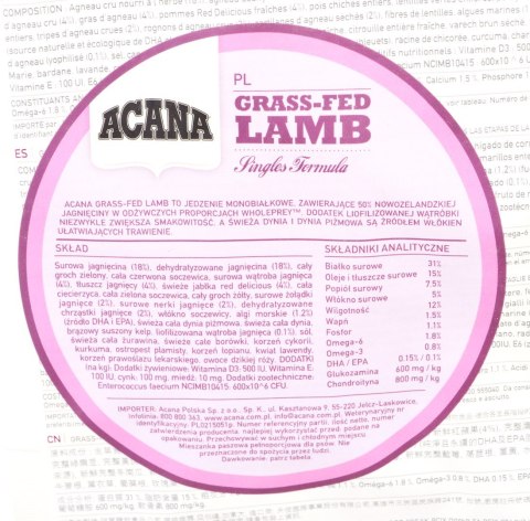 ACANA Grass-fed Lamb 2kg (WYPRZEDAŻ) ACANA ACANA Grass-fed Lamb 2kg (WYPRZEDAŻ) ACANA