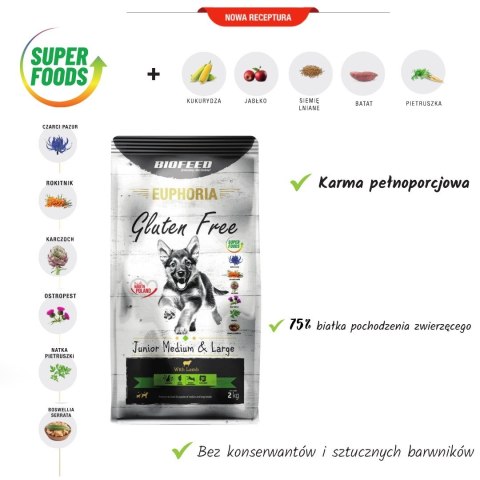 BIOFEED Euphoria G-F MID&MAXI jagnięcina 2kg BIOFEED BIOFEED Euphoria G-F MID&MAXI jagnięcina 2kg BIOFEED