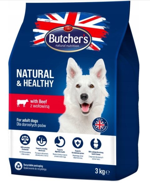 Butcher's Natural&Healthy z wołowiną - sucha karma dla psa - 3 kg Butcher's Butcher's Natural&Healthy z wołowiną - sucha karma dla psa - 3 kg Butcher's