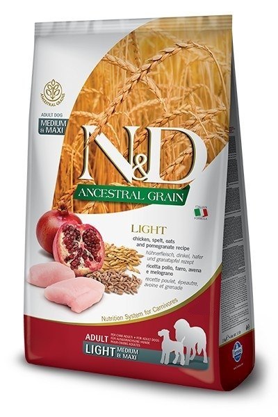 FARMINA N&D Ancestral Grain Chicken & Pomegranate Light Medium & Maxi - sucha karma dla psa - 12kg Farmina