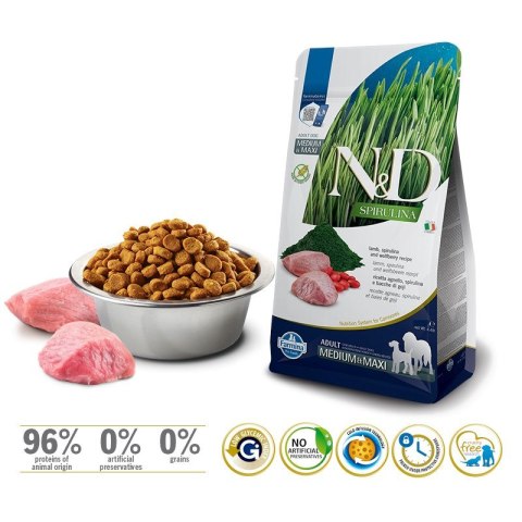 FARMINA N&D Spirulina Lamb Adult Medium&Maxi - sucha karma dla psa - 7 kg Farmina FARMINA N&D Spirulina Lamb Adult Medium&Maxi - sucha karma dla psa - 7 kg Farmina
