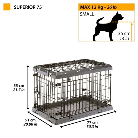 FERPLAST Superior 75 - klatka dla psów - 77 x 51 x 55 cm FERPLAST FERPLAST Superior 75 - klatka dla psów - 77 x 51 x 55 cm FERPLAST